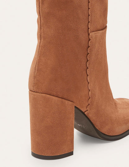 Block Heel Knee High Boots-Tan