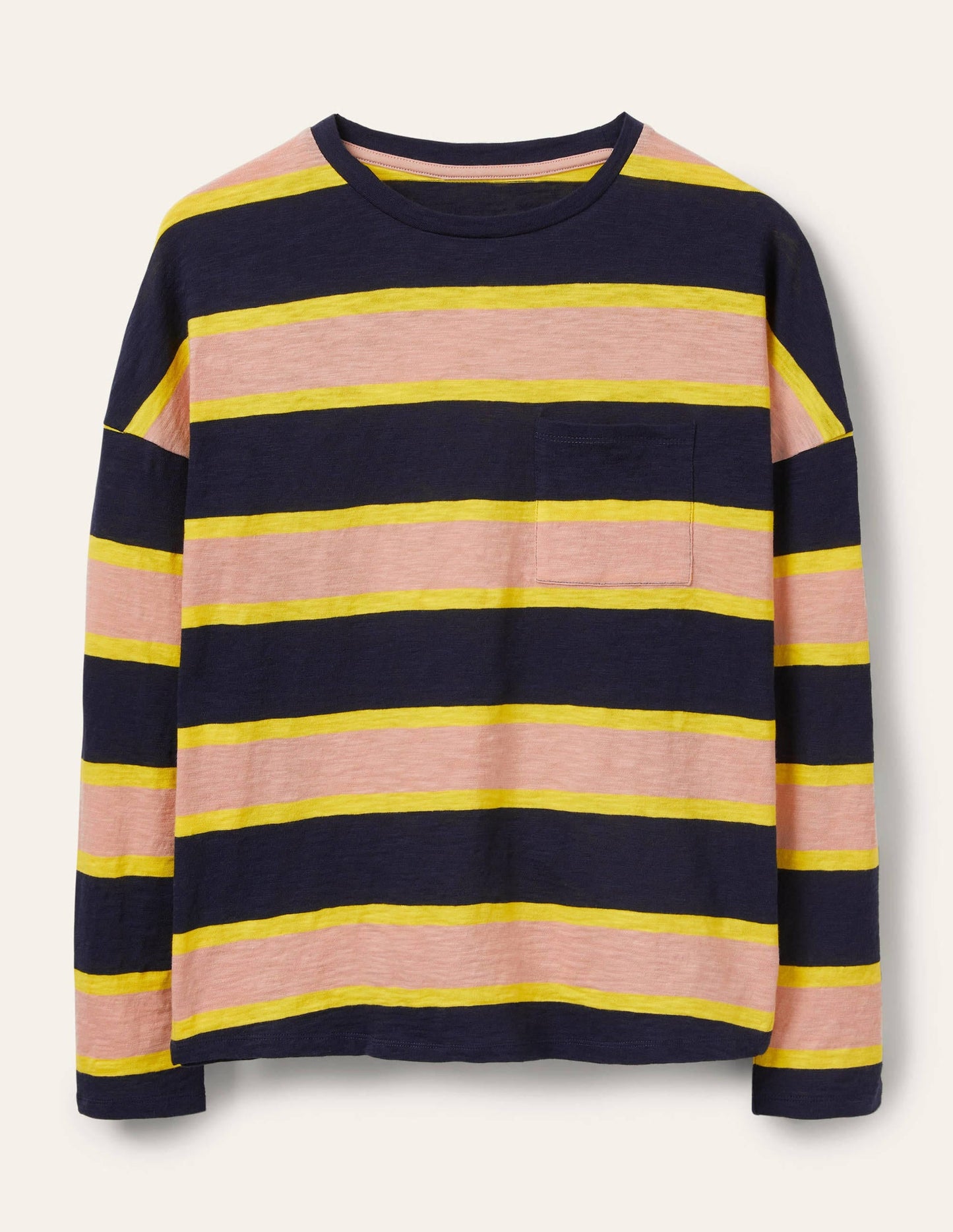 Boxy Jersey Tee-Navy/ Milkshake Stripe