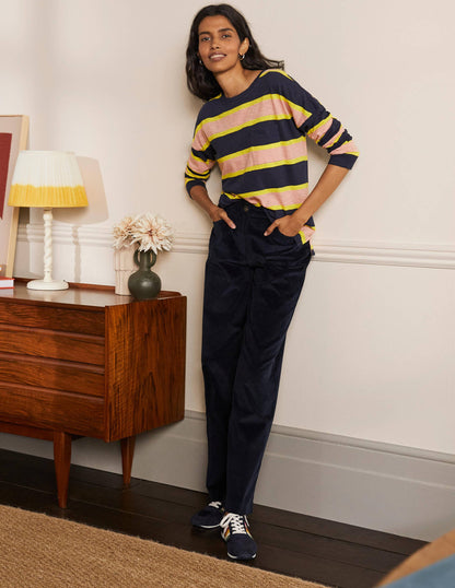 Boxy Jersey Tee-Navy/ Milkshake Stripe