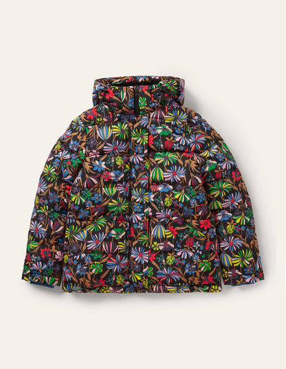 Brecon Puffer Coat-Black, Wild Dandelion
