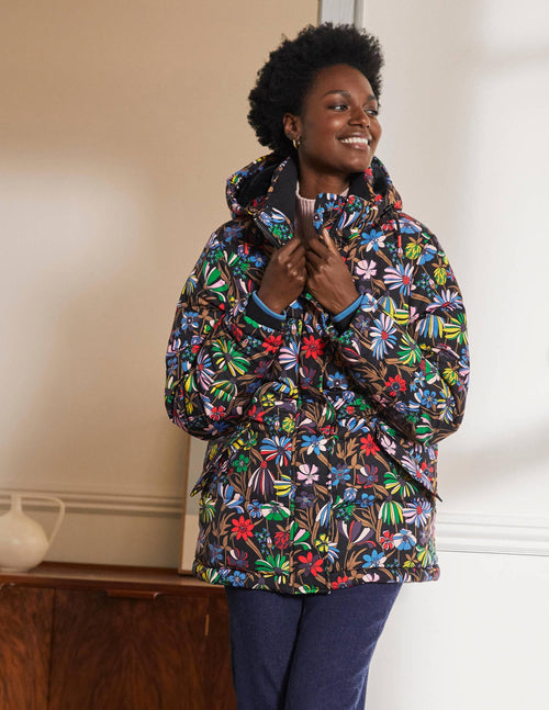 Brecon Puffer Coat-Black, Wild Dandelion