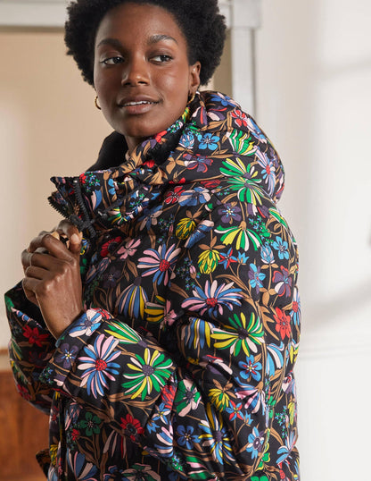 Brecon Puffer Coat-Black, Wild Dandelion