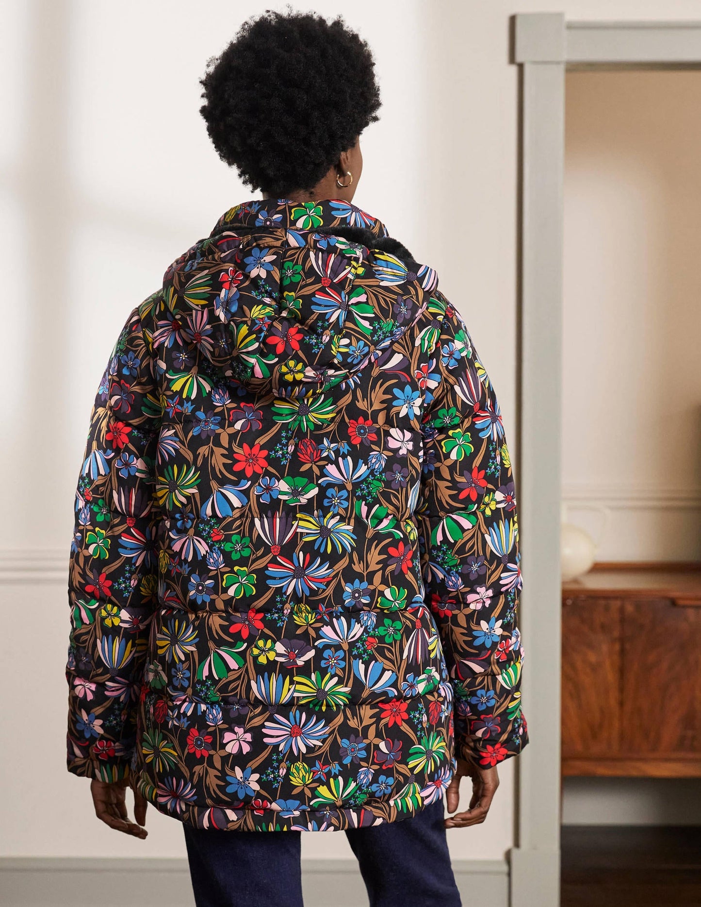 Brecon Puffer Coat-Black, Wild Dandelion