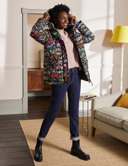 Brecon Puffer Coat-Black, Wild Dandelion