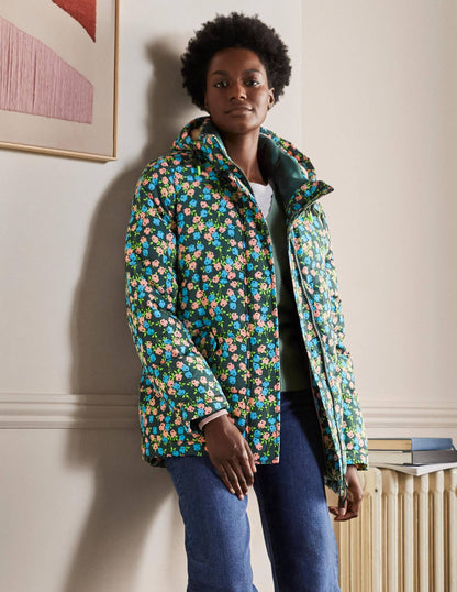 Brecon Puffer Coat-Midnight Garden Abstract Sprig