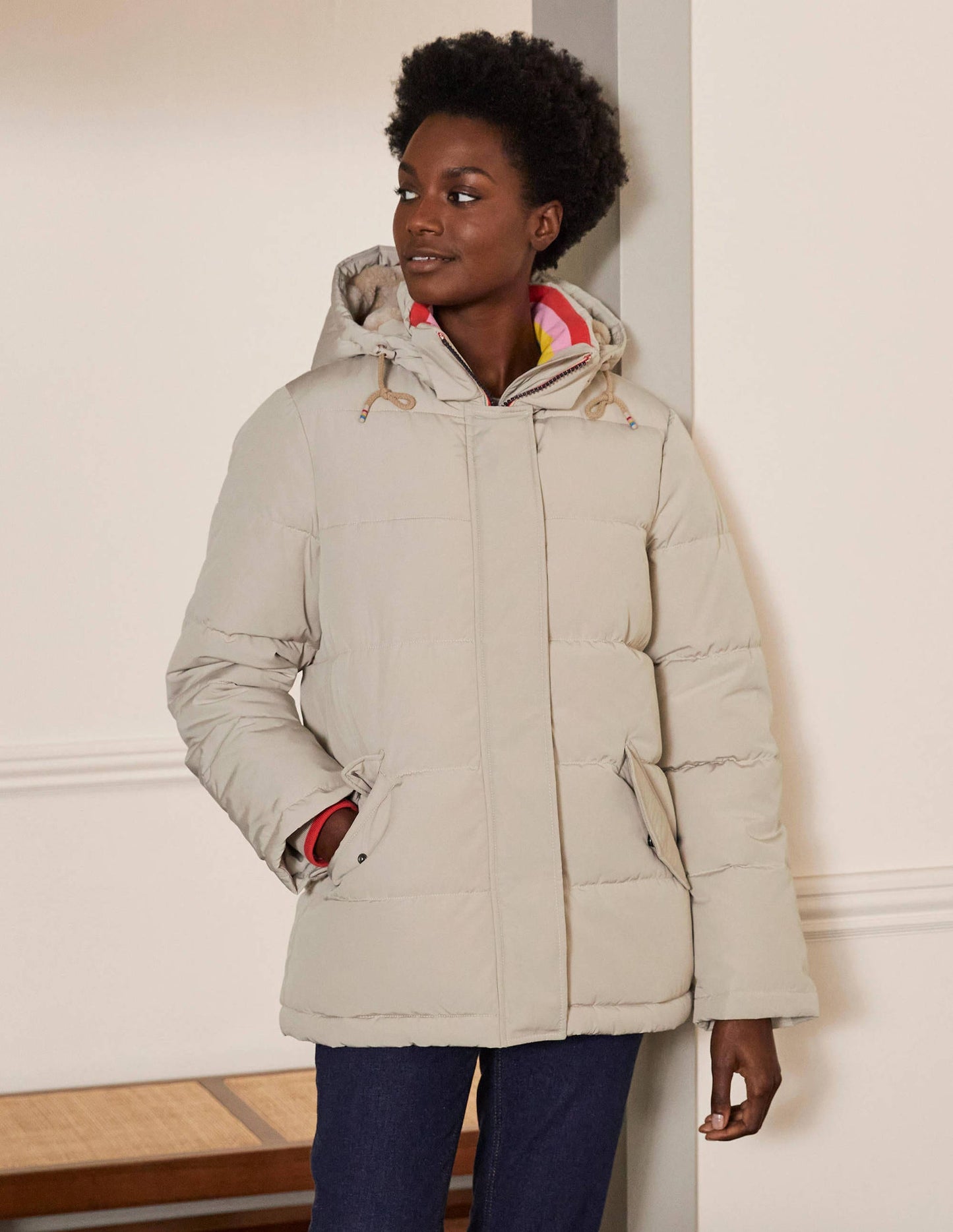Brecon Puffer Coat-Linen
