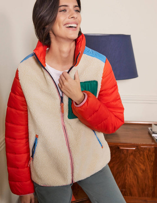 Borg Mix Puffer Jacket-Rope/Firecracker