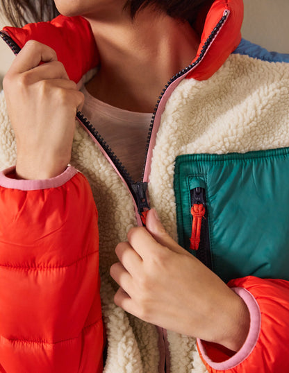 Borg Mix Puffer Jacket-Rope/Firecracker