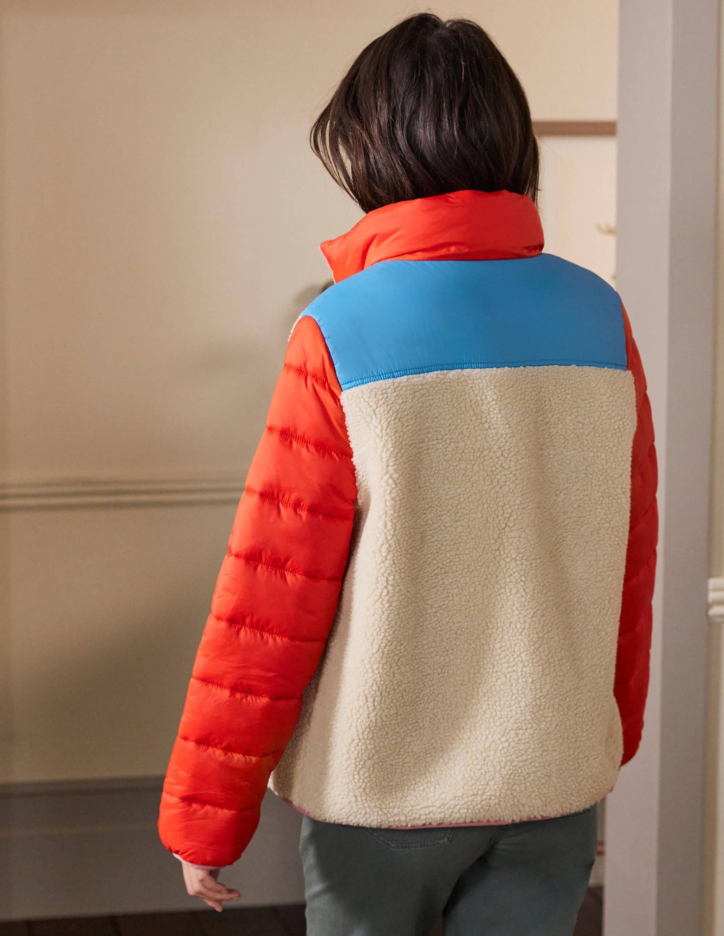 Borg Mix Puffer Jacket-Rope/Firecracker