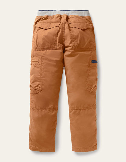 Brown Draw String Cargo Pants-Butterscotch Brown
