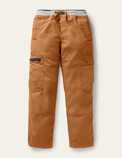 Brown Draw String Cargo Pants-Butterscotch Brown