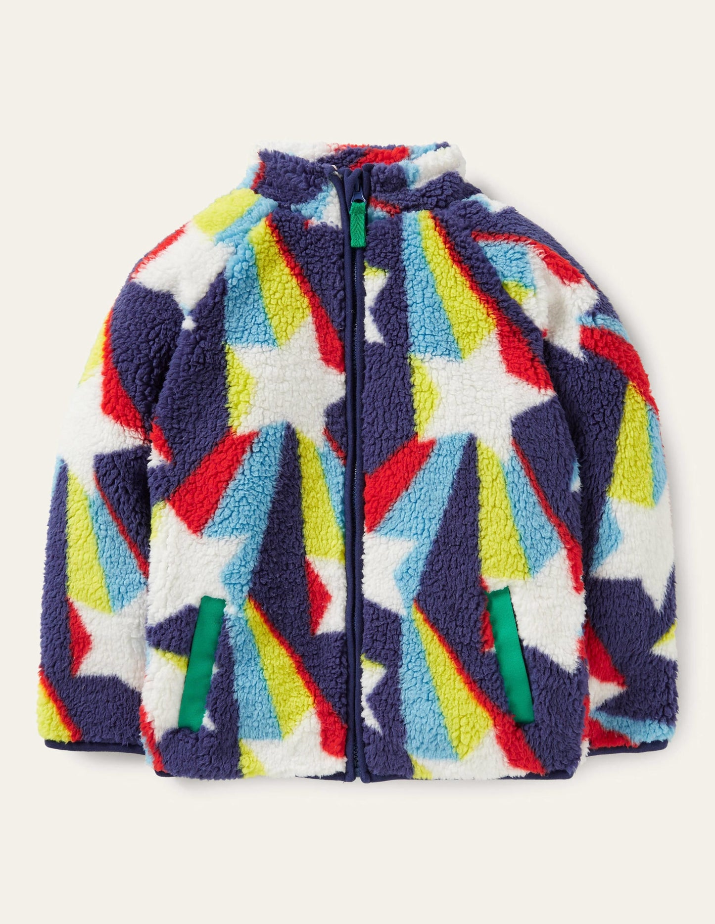 Blue Star Print Zip-up Fleece Jacket-Starboard Blue Shooting Star
