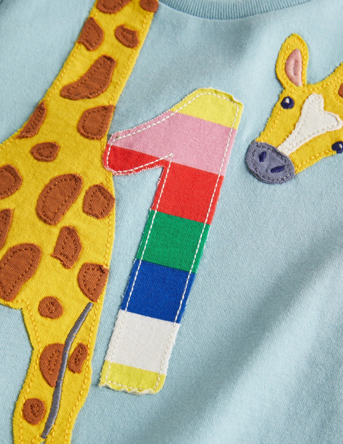 Birthday Appliqué T-shirt-Mineral Blue One
