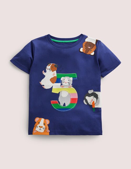 Birthday Appliqué T-shirt-Starboard Guinea Pigs Five