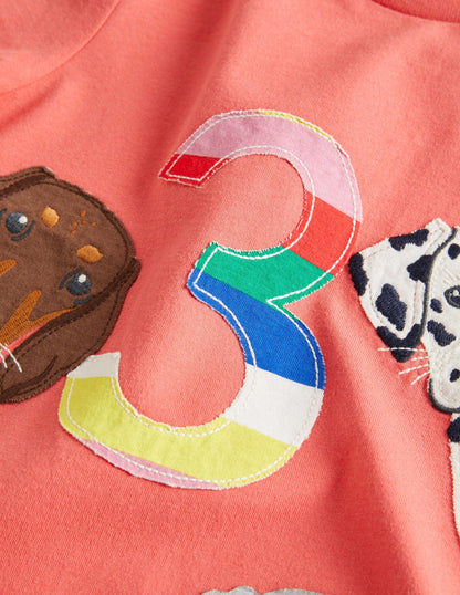 Birthday Appliqué T-shirt-Fire Red Dogs Three