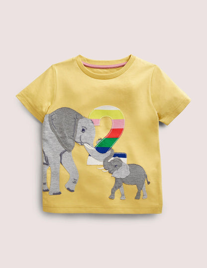 Birthday Appliqué T-shirt-Butter Cup Elephant Two