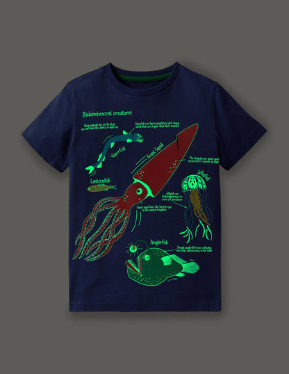 Blue Sea Creatures Glow-in-the-Dark T-Shirt-Starboard Blue Creatures