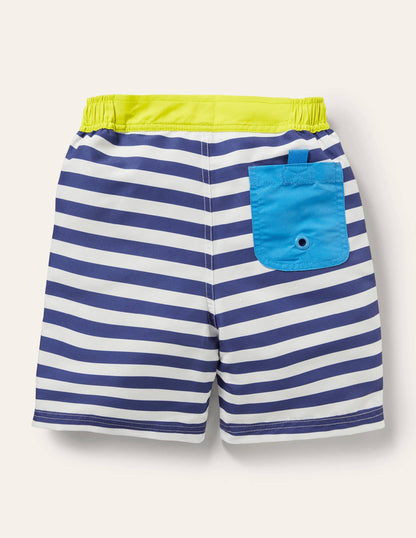 Board Shorts-Ivory/Navy Stripe