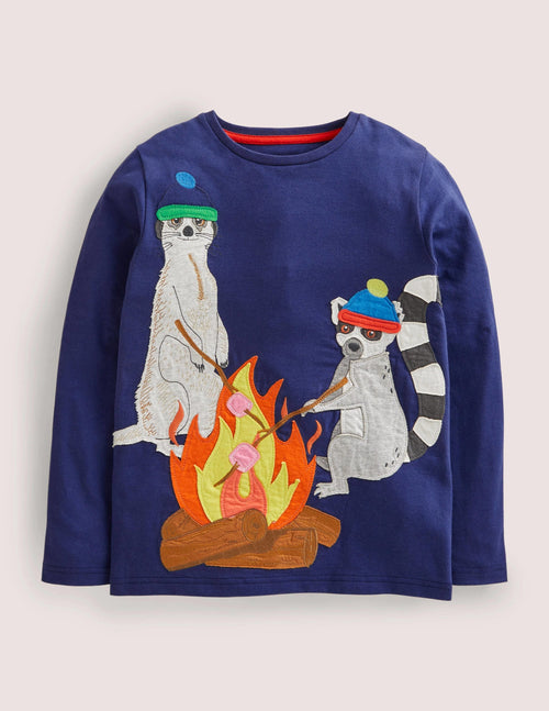Big Appliqué T-shirt-Starboard Blue Camp Fire
