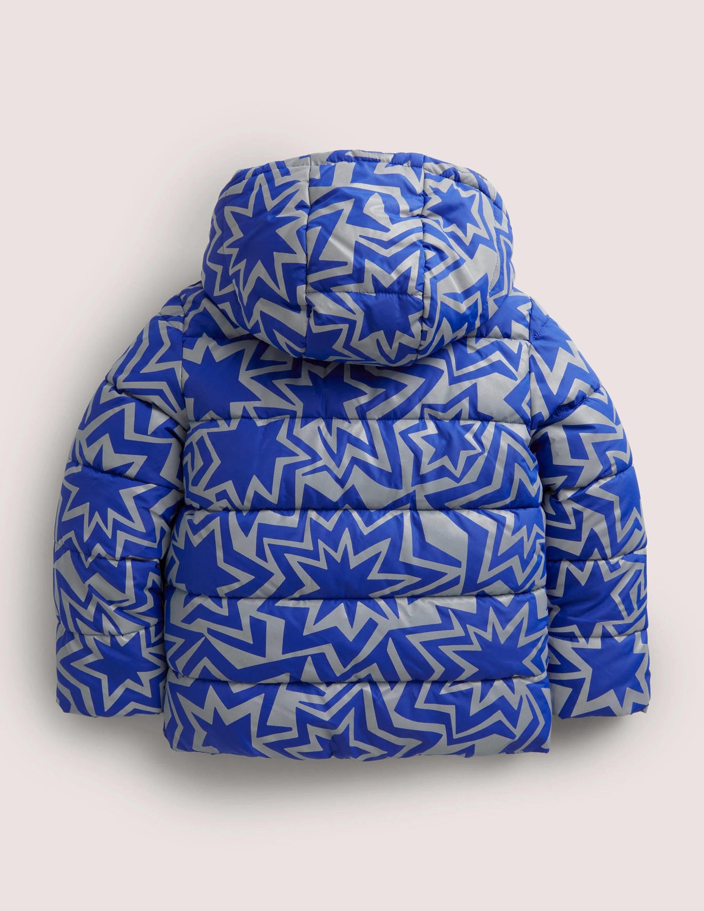 Blue Star Print Reflective Waterproof Puffer Jacket-Blue Reflective Star