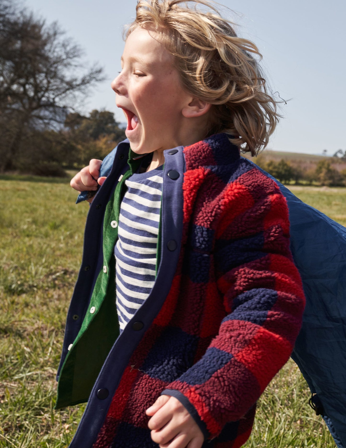 Borg Chuck-on Jacket-Rocket Red/ College Navy Check