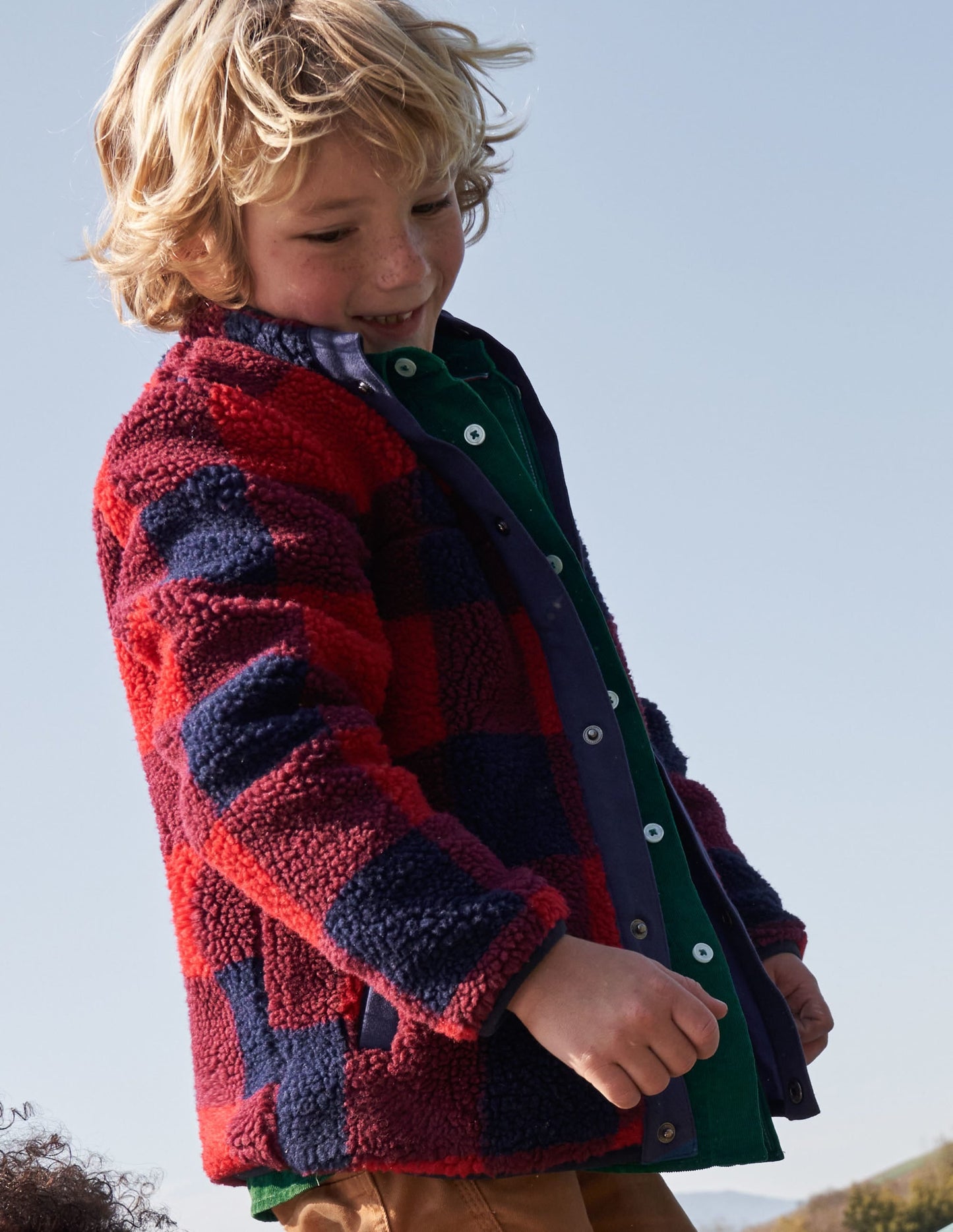 Borg Chuck-on Jacket-Rocket Red/ College Navy Check