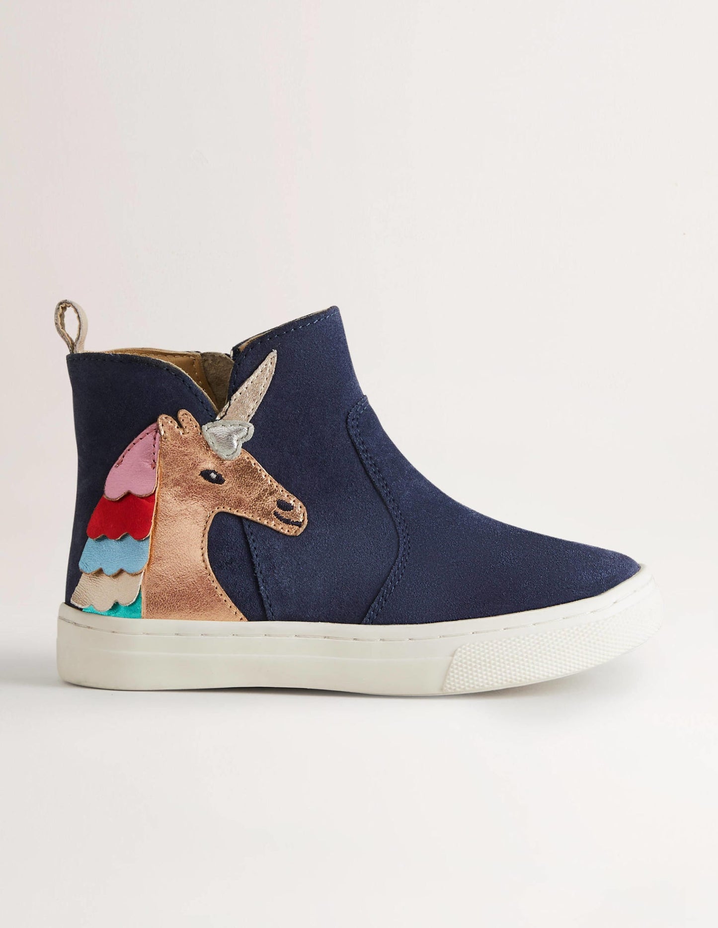 Blue Suede Unicorn Appliqué Boots-Multi Unicorn