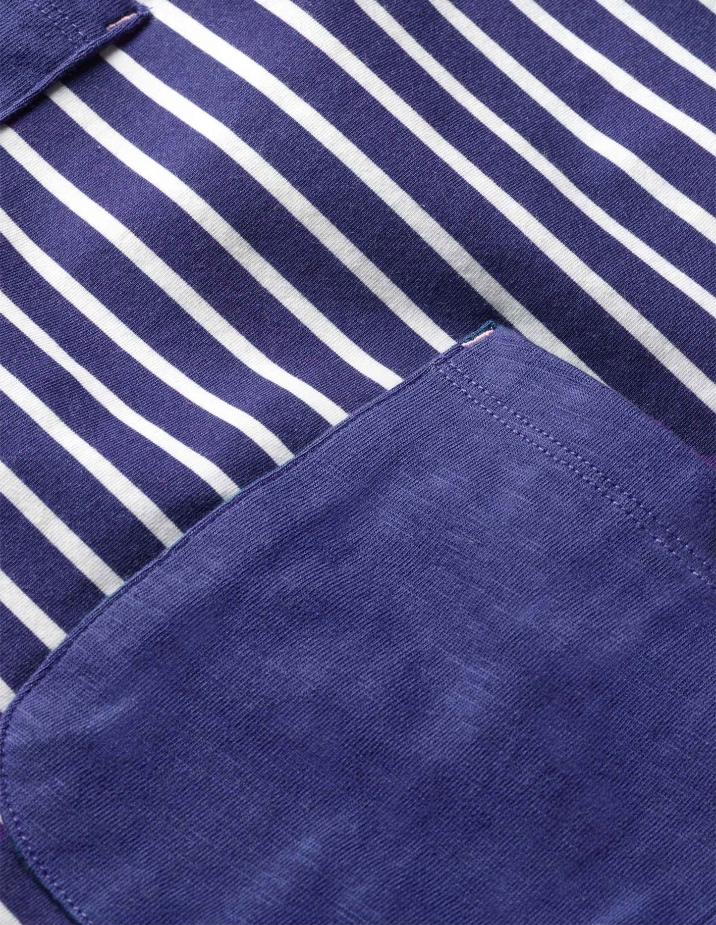 Blue Stripe Fun Pocket Jersey Dress-Starboard Blue Rainbow Cuff