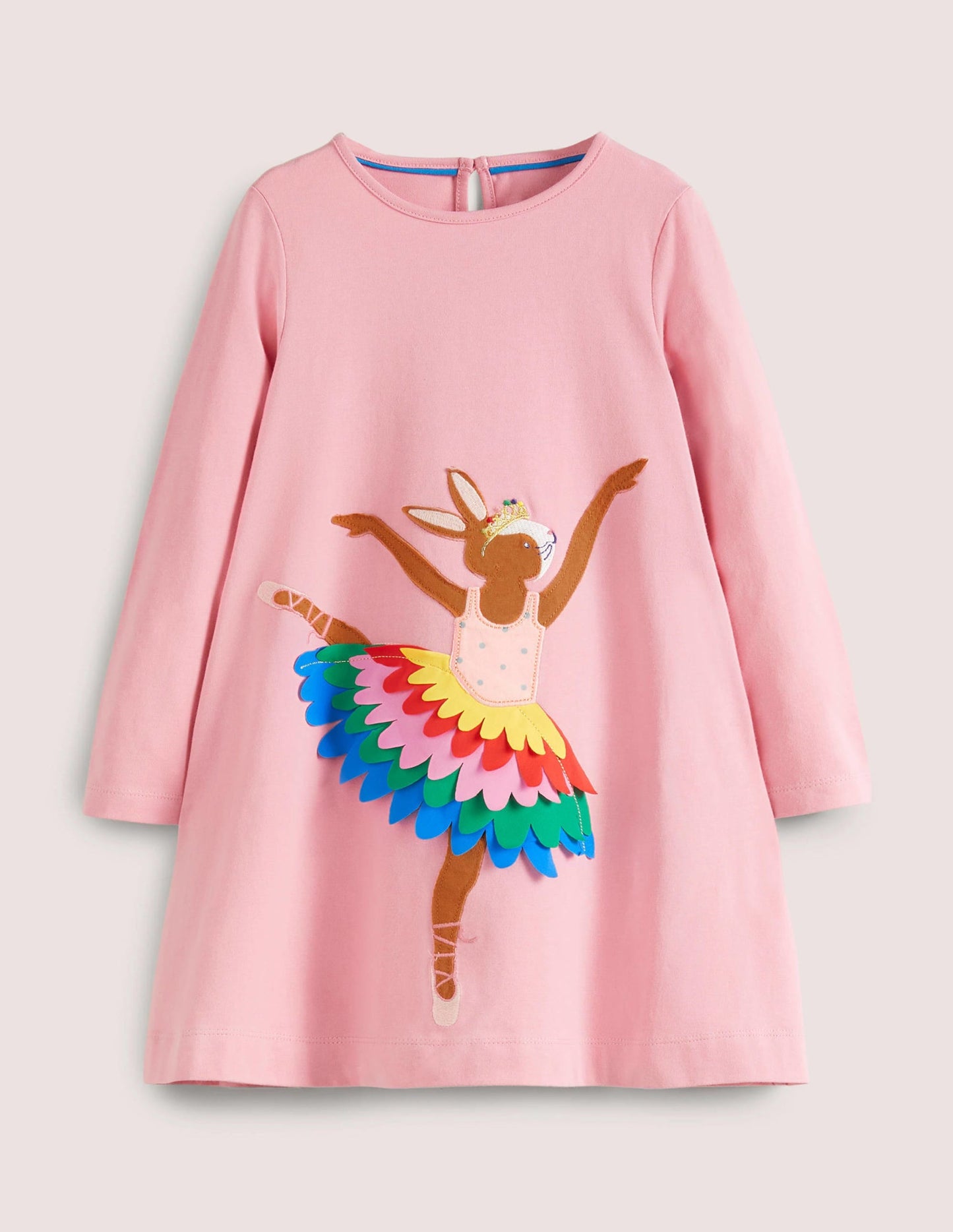 Big Appliqué Dress-Formica Pink Ballerina Bunny