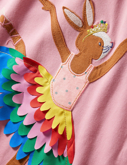 Big Appliqué Dress-Formica Pink Ballerina Bunny
