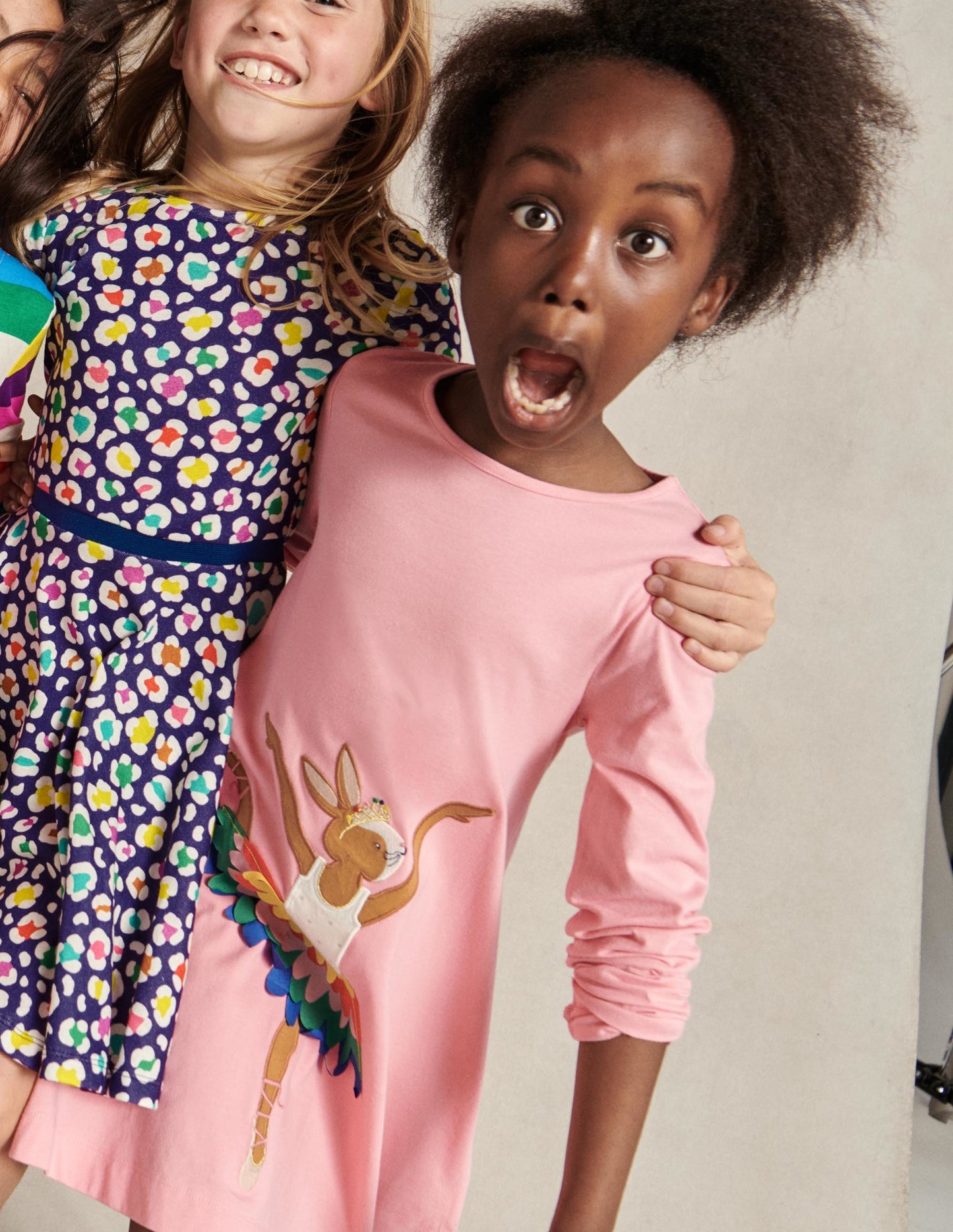 Big Appliqué Dress-Formica Pink Ballerina Bunny