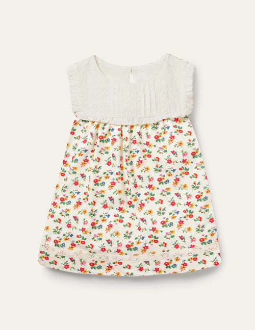 Broderie Yoke Top-Multi Patchwork Floral