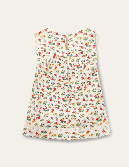 Broderie Yoke Top-Multi Patchwork Floral