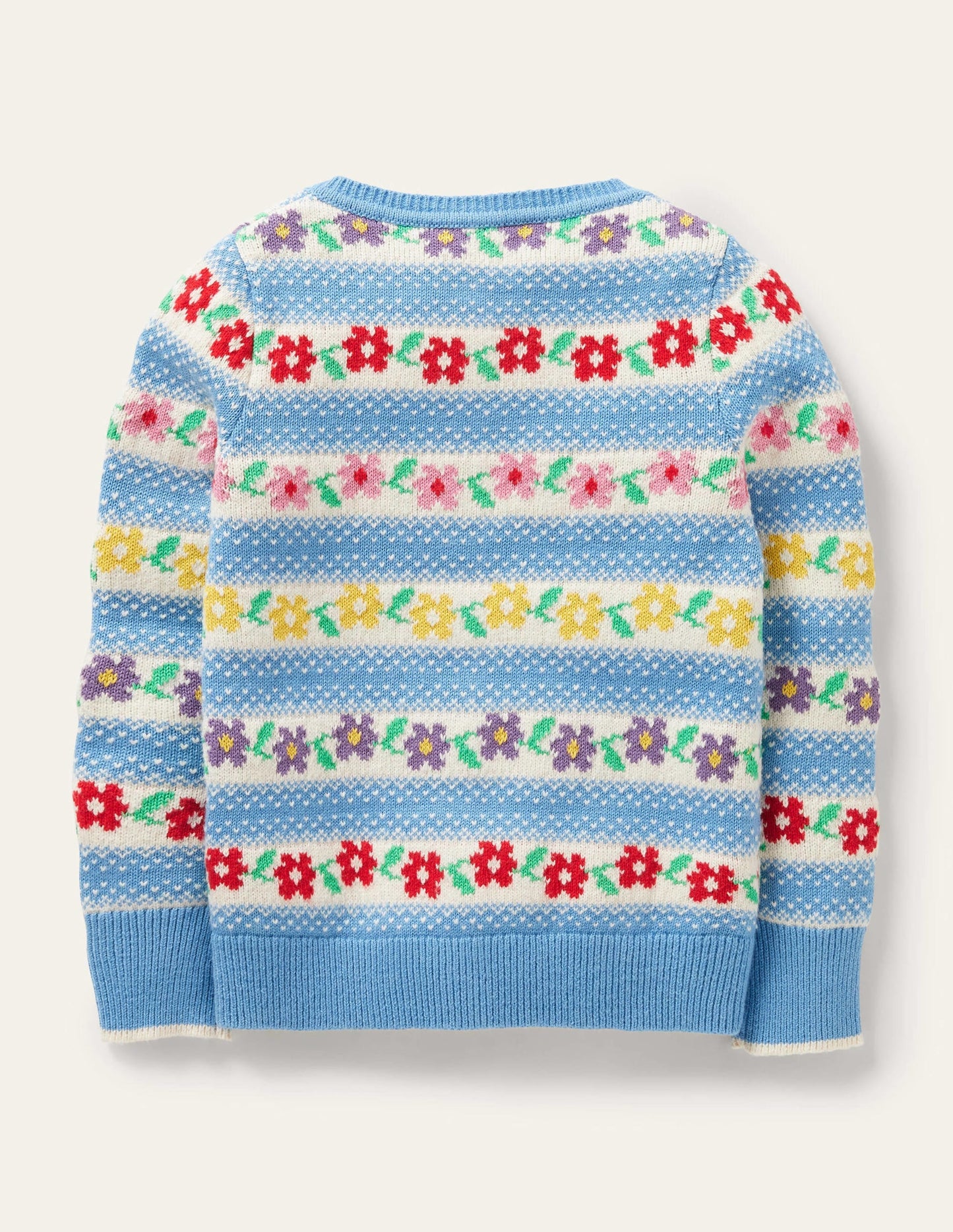Blue Floral Fair Isle Cardigan-Blue Flower Fair Isle