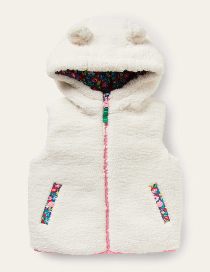 Borg Mix Reversible Gilet-Multi Patchwork Floral