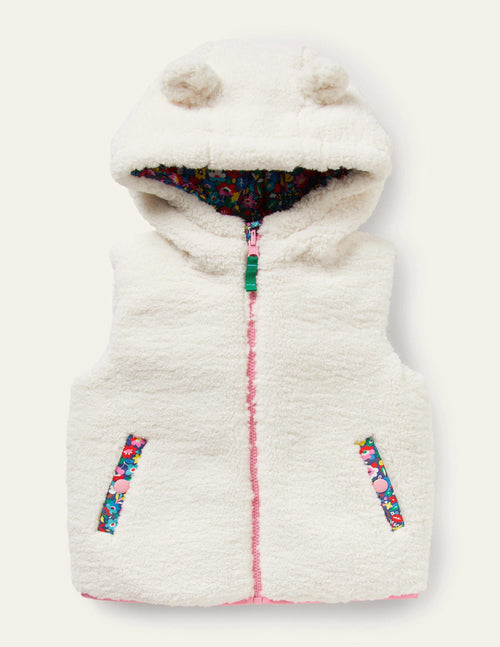 Borg Mix Reversible Gilet-Multi Patchwork Floral
