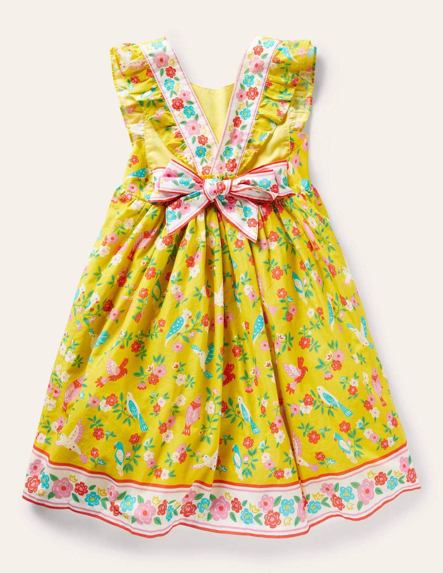 Bow Back Dress-Sweetcorn Yellow Tropical