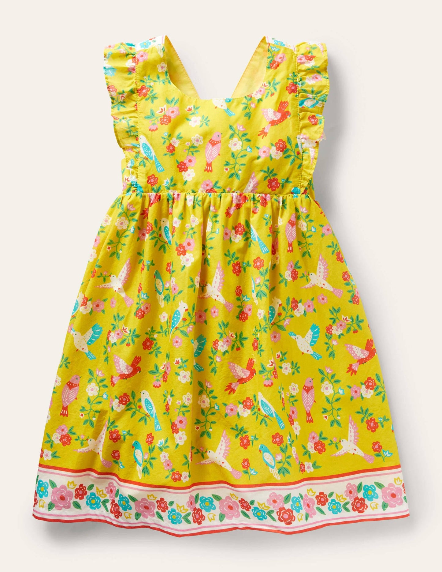 Bow Back Dress-Sweetcorn Yellow Tropical