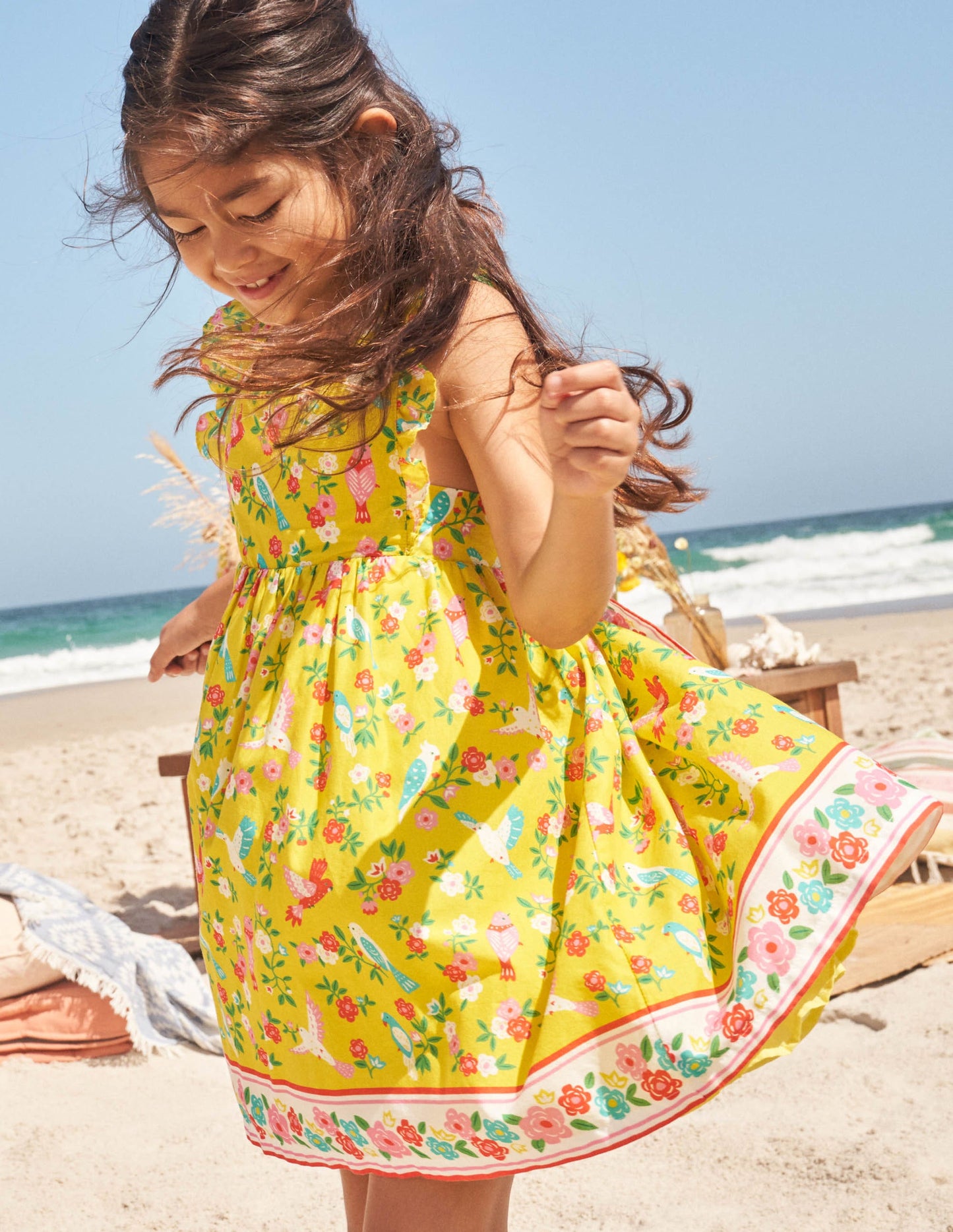 Bow Back Dress-Sweetcorn Yellow Tropical