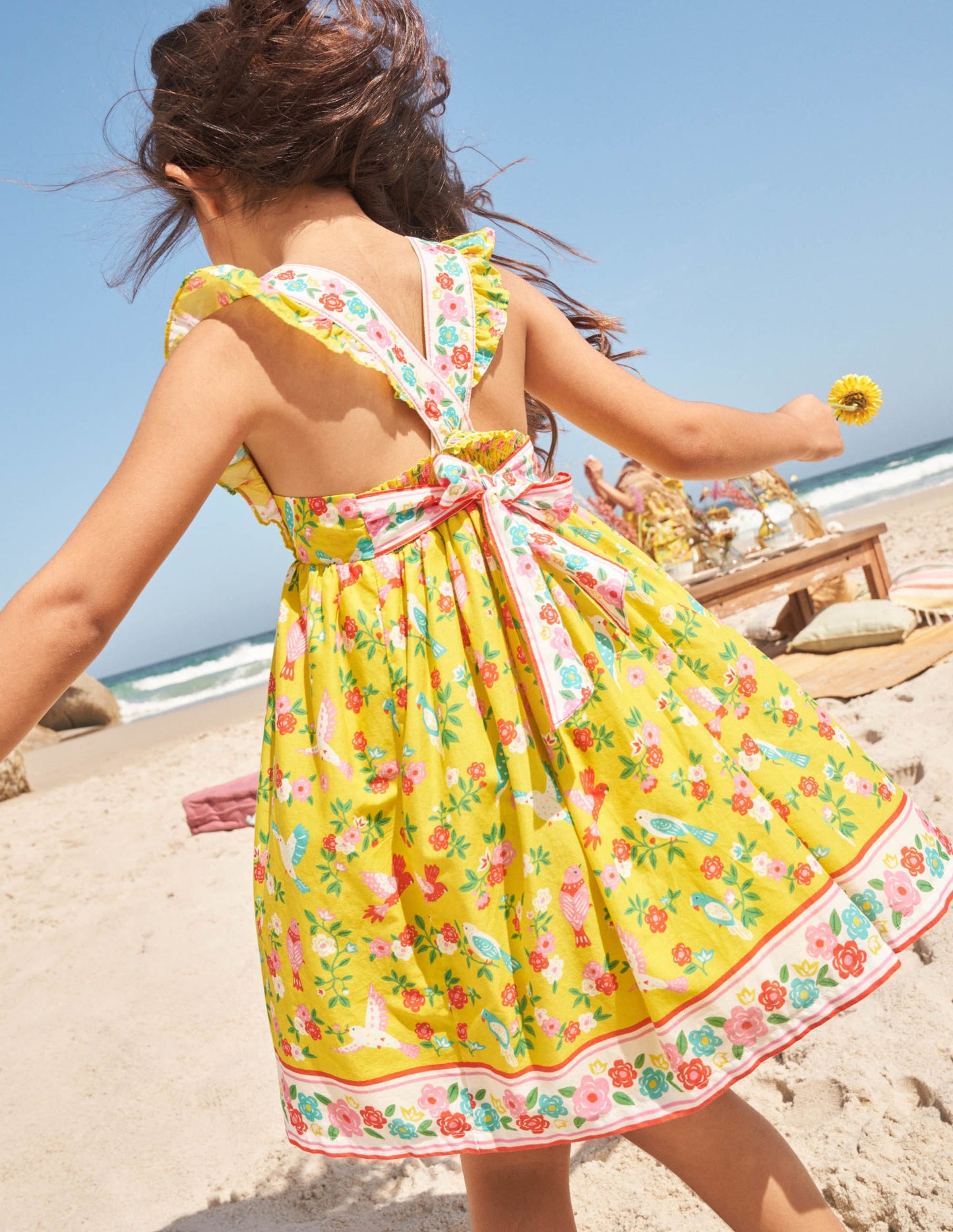 Bow Back Dress-Sweetcorn Yellow Tropical