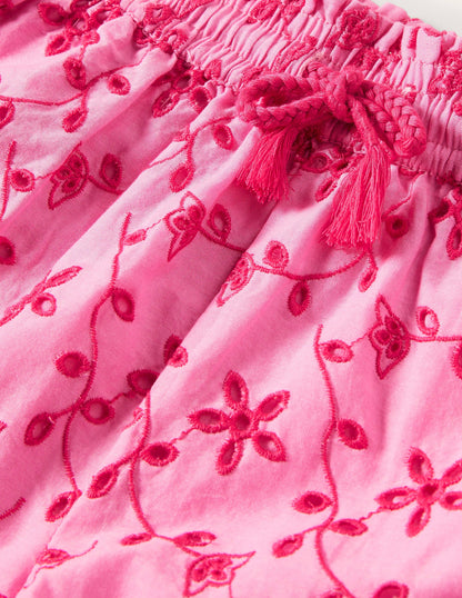Broderie Shorts-Bright Petal Pink