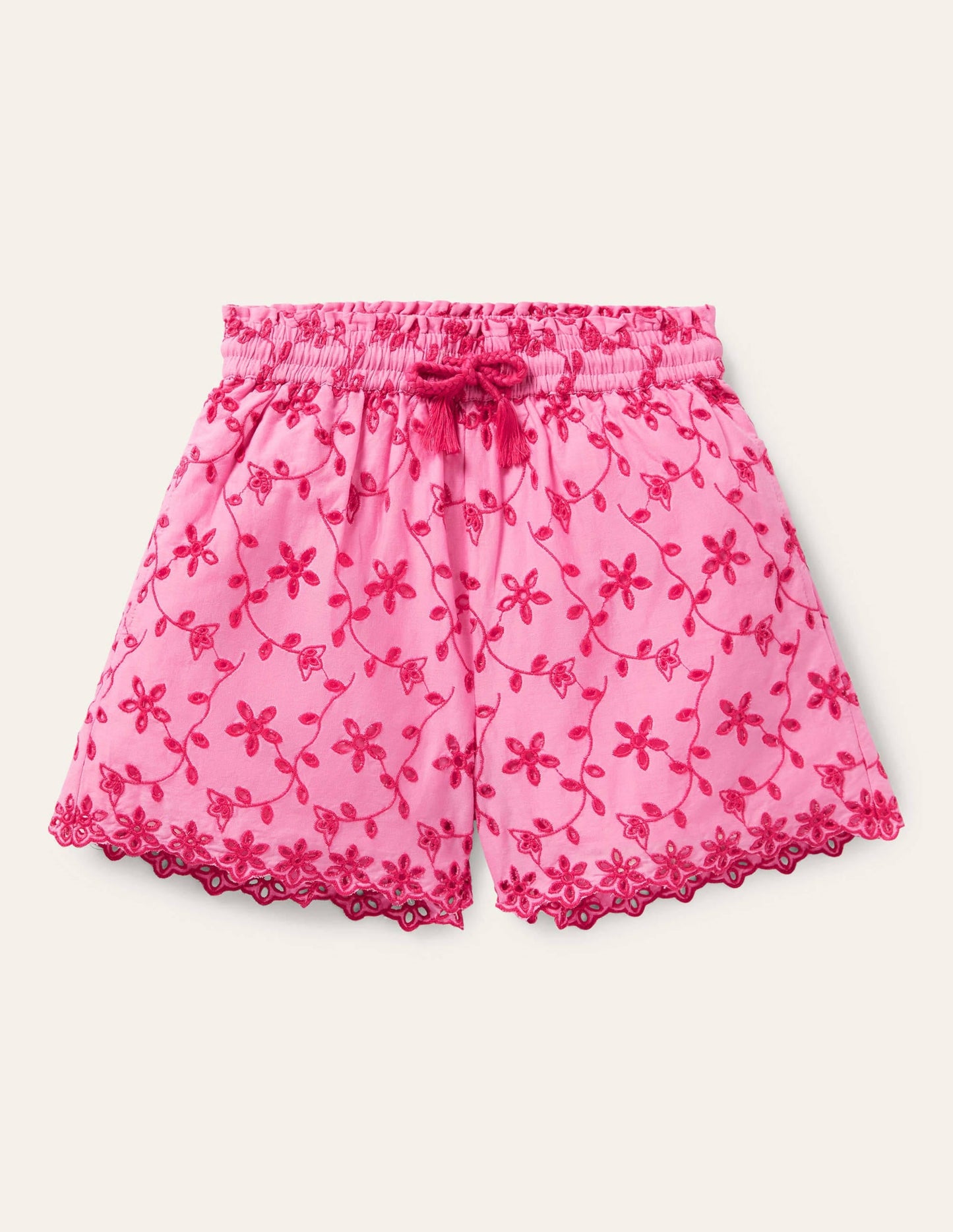 Broderie Shorts-Bright Petal Pink