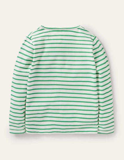 Big Appliqué T-shirt-Ivory/Aloe Green Bugs