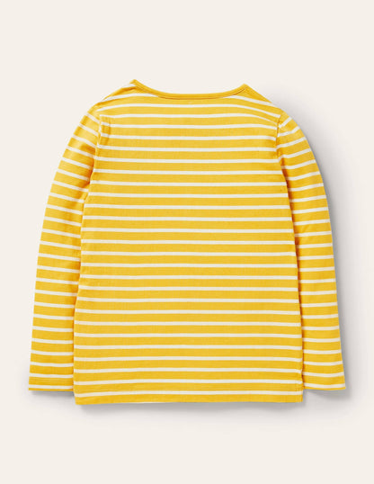 Big Appliqué T-shirt-Sweetcorn Yellow/Ivory Birds