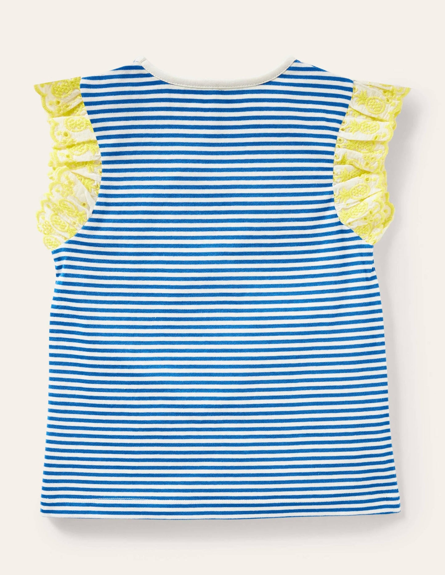 Broderie Sleeve Top-Bright Marina Blue / Ivory