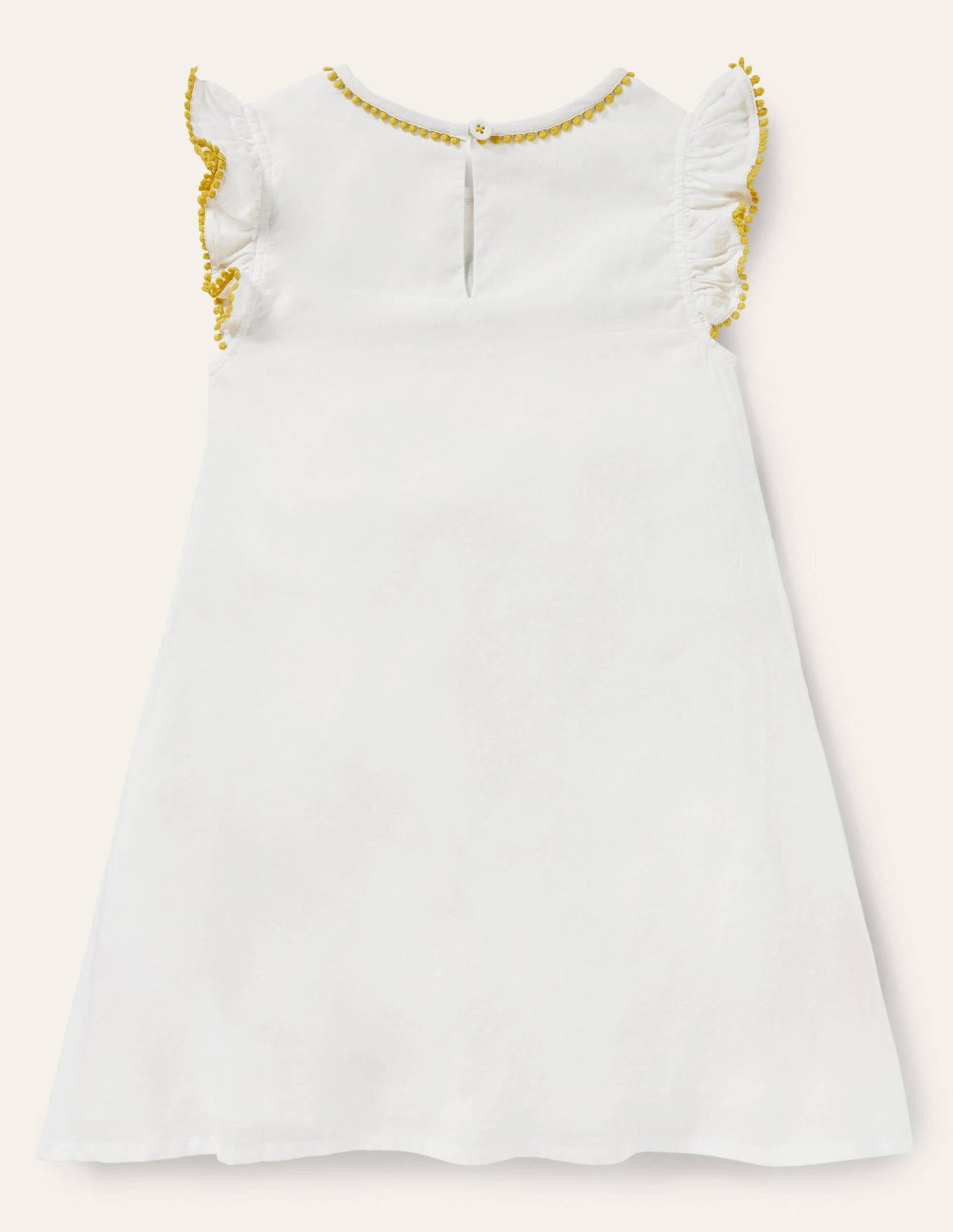 Big Appliqué Woven Dress-White Fruit