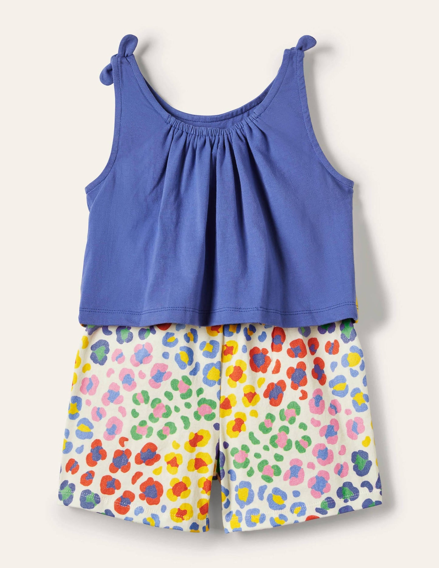 Big Appliqué Romper-Bluebell / Multi Leopard