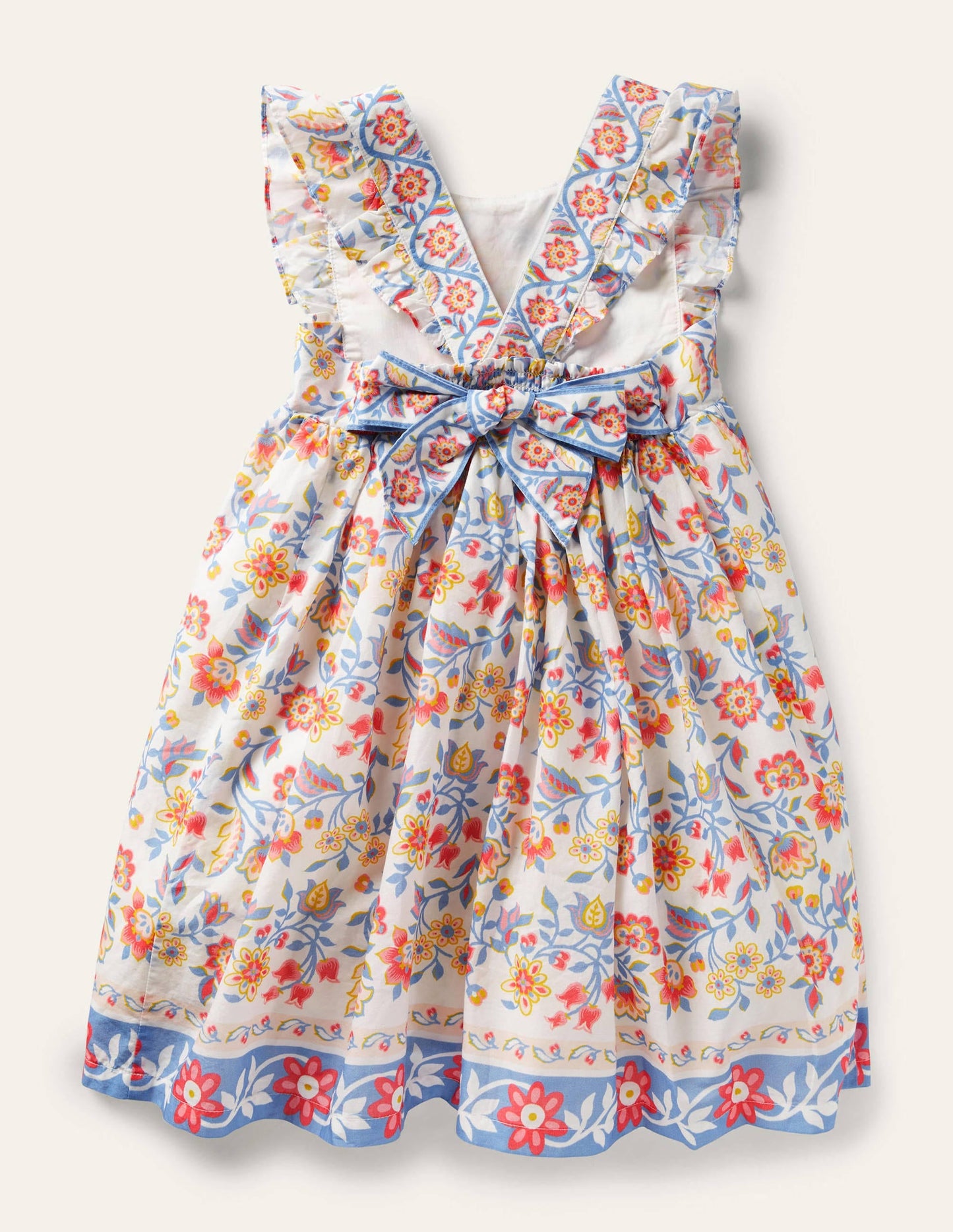 Bow Back Dress-Ivory Paisley