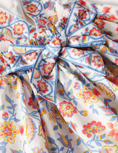 Bow Back Dress-Ivory Paisley