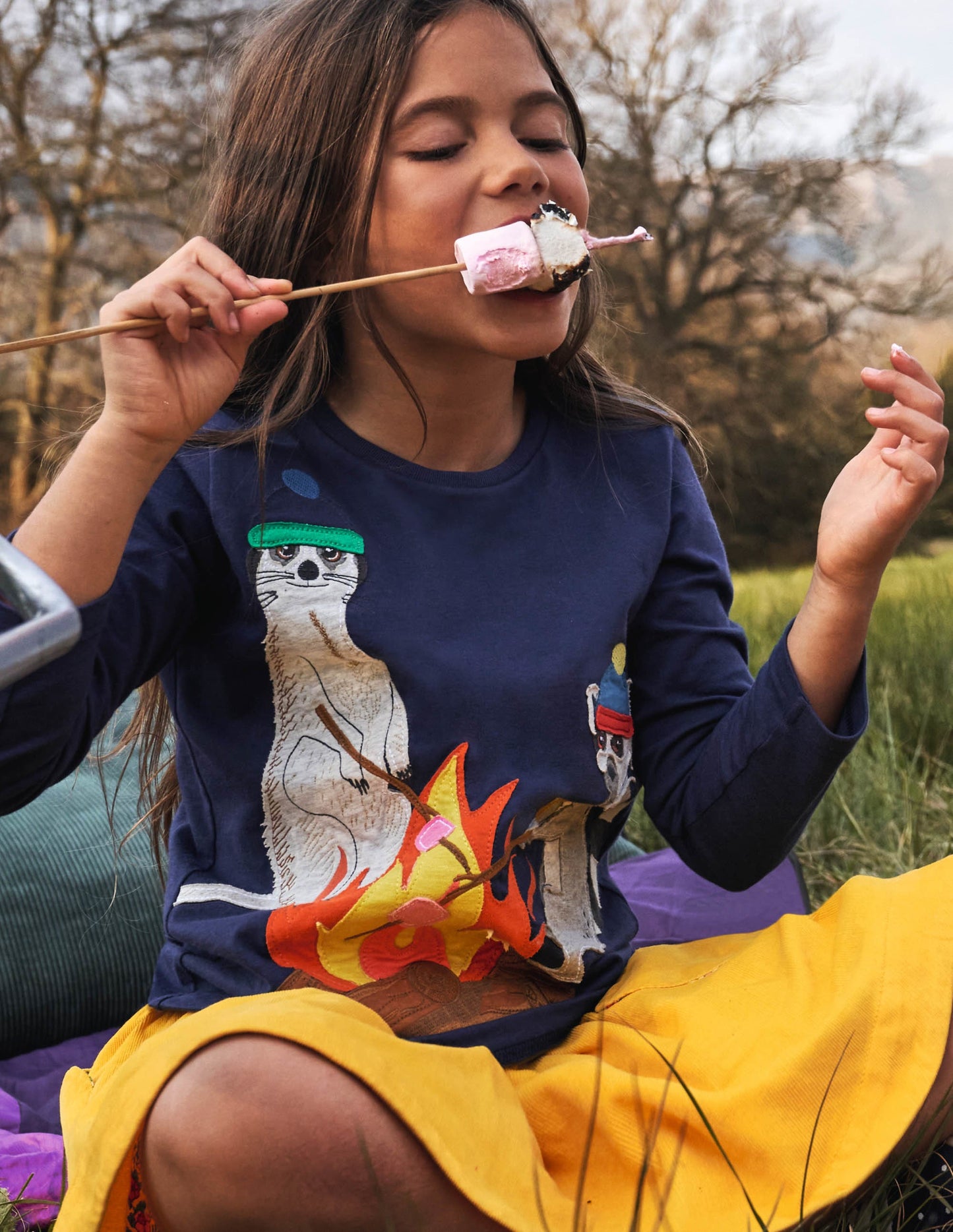 Big Appliqué T-shirt-Starboard Blue Camp Fire